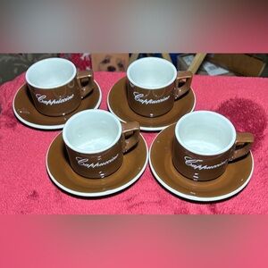 Vintage Brown Cappuccino Cup and Saucer Set from ACF